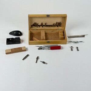 Vintage X-Acto Workshop Crafting Tools Kit Wooden Box Blades Incomplete Set